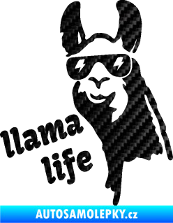 Samolepka Lama 004 llama life 3D karbon černý