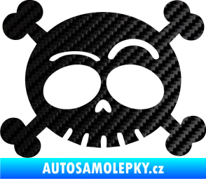 Samolepka Lebka 003 levá 3D karbon černý