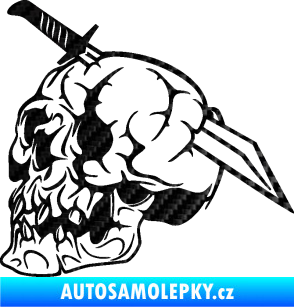 Samolepka Lebka 031 levá probodnutá nožem 3D karbon černý