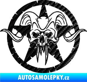 Samolepka Lebka 039 levá army hvězda 3D karbon černý