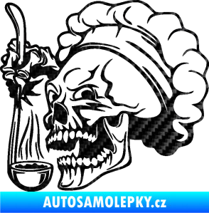 Samolepka Lebka 042 kuchař levá 3D karbon černý