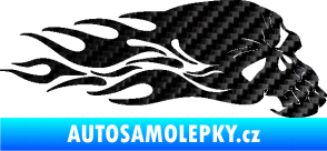 Samolepka Lebka 050 pravá v plamenech 3D karbon černý