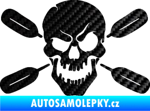 Samolepka Lebka 053 levá s pádly 3D karbon černý