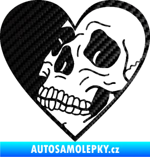 Samolepka Lebka 062 levá v srdíčku 3D karbon černý