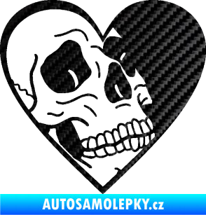 Samolepka Lebka 062 pravá v srdíčku 3D karbon černý