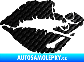 Samolepka Lebka polibek pravá 3D karbon černý