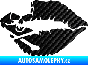 Samolepka Lebka polibek levá 3D karbon černý