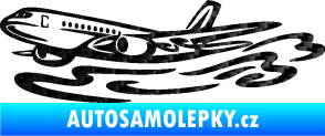 Samolepka Letadlo 026 levá v oblacích 3D karbon černý
