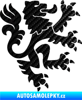 Samolepka Lev heraldika 001 pravá Český lev 3D karbon černý
