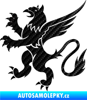 Samolepka Lev heraldika 003 levá 3D karbon černý