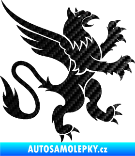 Samolepka Lev heraldika 003 pravá 3D karbon černý