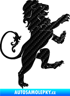 Samolepka Lev heraldika 004 pravá 3D karbon černý