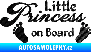 Samolepka Little princess on board 002 nápis s nožičkami 3D karbon černý