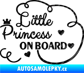 Samolepka Little princess on board nápis 3D karbon černý