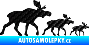 Samolepka Losí rodinka pravá 3D karbon černý