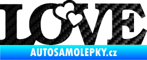 Samolepka Love 001 nápis se srdíčky 3D karbon černý