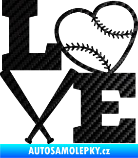 Samolepka Love baseball 3D karbon černý