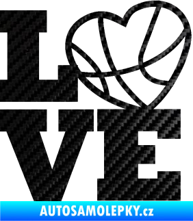 Samolepka Love basketbal 3D karbon černý