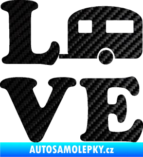 Samolepka Love camping 001 3D karbon černý