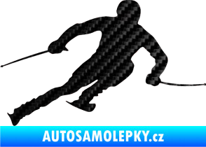 Samolepka Lyžař 012 pravá 3D karbon černý