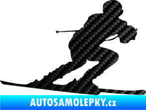 Samolepka Lyžař 017 pravá 3D karbon černý