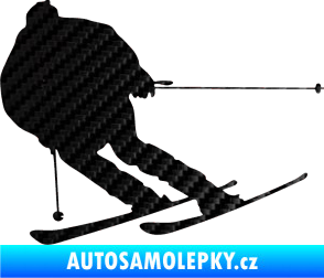 Samolepka Lyžař 019 levá 3D karbon černý
