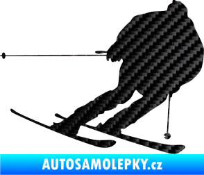 Samolepka Lyžař 019 pravá 3D karbon černý