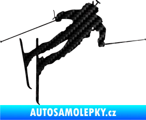 Samolepka Lyžař 020 pravá 3D karbon černý