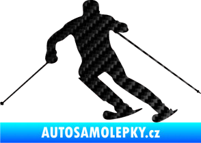 Samolepka Lyžař 021 levá 3D karbon černý
