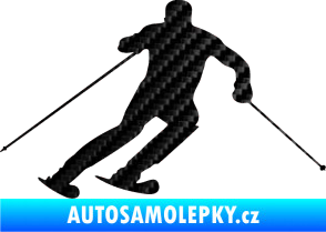 Samolepka Lyžař 021 pravá 3D karbon černý
