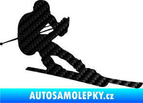 Samolepka Lyžař 022 pravá 3D karbon černý