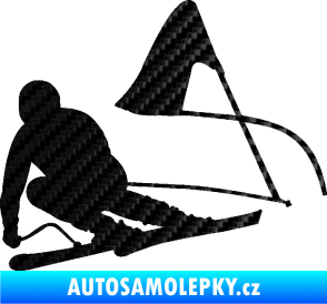 Samolepka Lyžař 025 levá 3D karbon černý