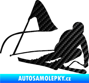 Samolepka Lyžař 025 pravá 3D karbon černý