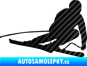 Samolepka Lyžař 026 pravá 3D karbon černý