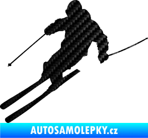 Samolepka Lyžař 027 levá 3D karbon černý
