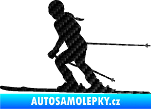 Samolepka Lyžařka 002 levá sjezd 3D karbon černý