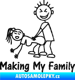 Samolepka Making my family levá 3D karbon černý