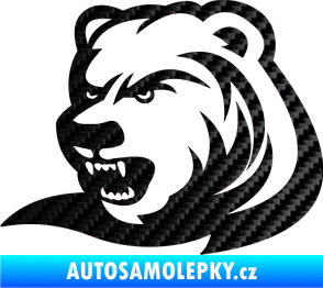 Samolepka Medvěd 001 levá 3D karbon černý