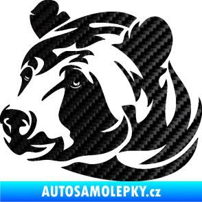Samolepka Medvěd 007 levá hlava 3D karbon černý