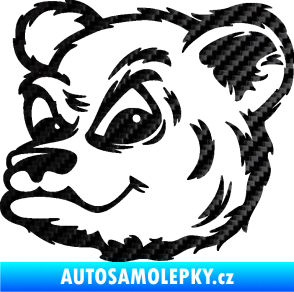 Samolepka Medvěd 011 levá hlava 3D karbon černý