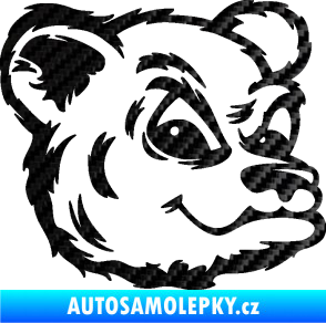 Samolepka Medvěd 011 pravá hlava 3D karbon černý