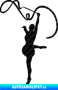 Samolepka Moderní gymnastika 003 levá gymnastka se stuhou 3D karbon černý