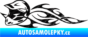Samolepka Motorka 011 levá helma na motokros v plamenech 3D karbon černý