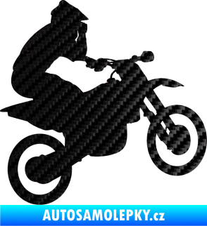 Samolepka Motorka 027 pravá motokros 3D karbon černý