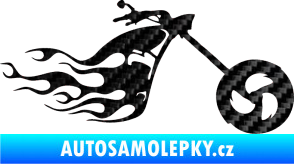 Samolepka Motorka 042 pravá plameny 3D karbon černý