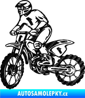 Samolepka Motorka 043 levá motokros 3D karbon černý