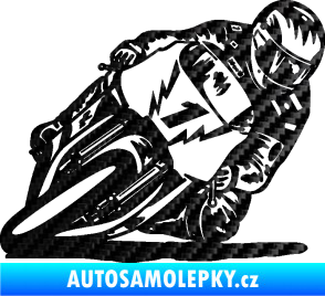Samolepka Motorka 051 pravá 3D karbon černý