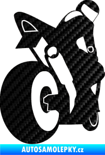 Samolepka Motorka 052 pravá 3D karbon černý