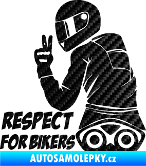 Samolepka Motorkář 003 levá respect for bikers nápis 3D karbon černý