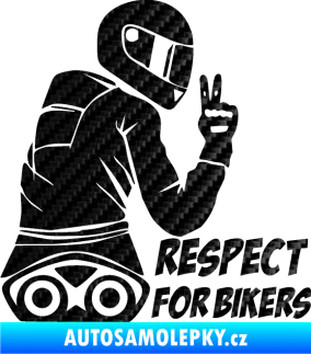 Samolepka Motorkář 003 pravá respect for bikers nápis 3D karbon černý